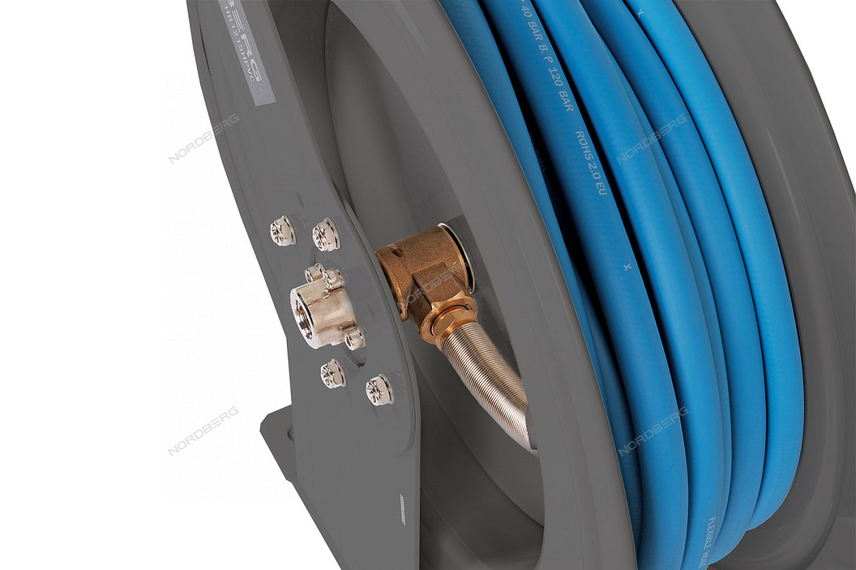 Шланг воздушный c двойным армированием на стальной катушке, гибридный ПВХ Ø 12,5х19 мм, 15 м