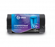 Мешок для мусора ПНД в рулоне 120л. 65*105 17 мкр., черный, рул. 15 шт Grass  PP-0024