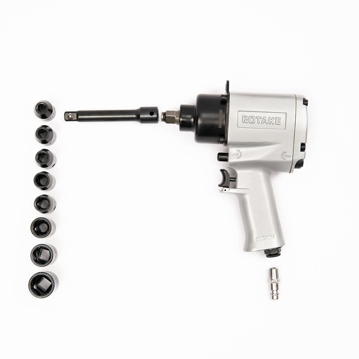 ГАЙКОВЕРТ ПНЕВМАТИЧЕСКИЙ, 1/2", 700НМ, 7000ОБ/МИН, 6,2БАР, С НАБОРОМ ГОЛОВОК