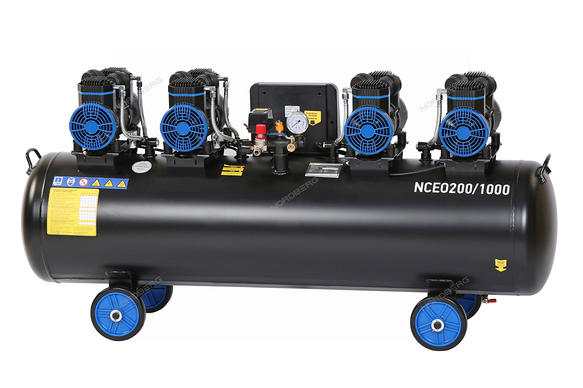 Компрессор безмасляный 380 В, ресивер 200 л, 1000 л/мин