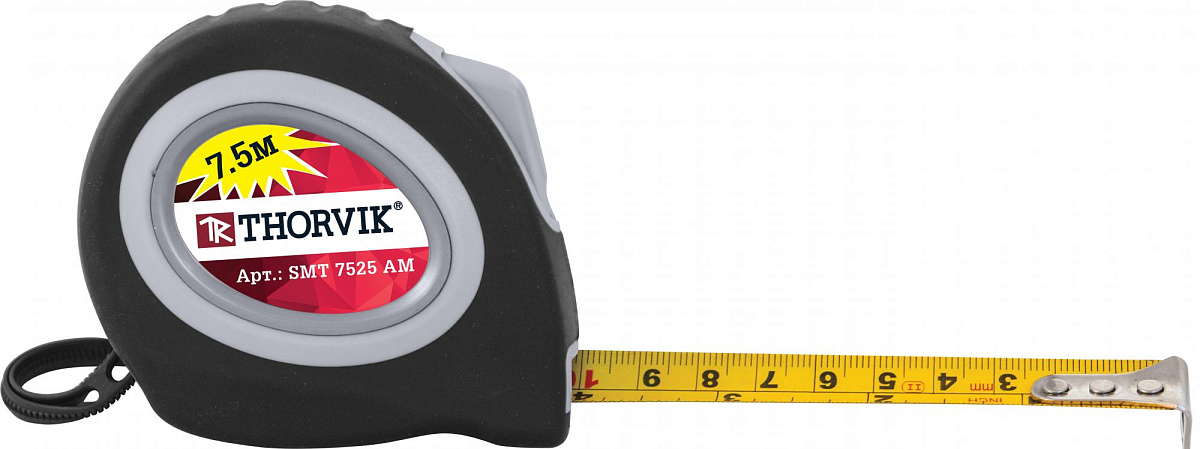 Рулетка с магнитным захватом и автостопом, в обрезиненном корпусе, 7.5 м