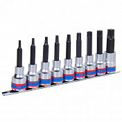 Набор торцевых насадок 1/2;, TORX, Т20-Т60 мм, L = 80 мм, 9 предметов  KING TONY 4119PR10 King Tony  4119PR10