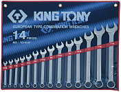 Набор комбинированных ключей, 5/16"-1-1/4", 14 предметов King Tony  1214SR 