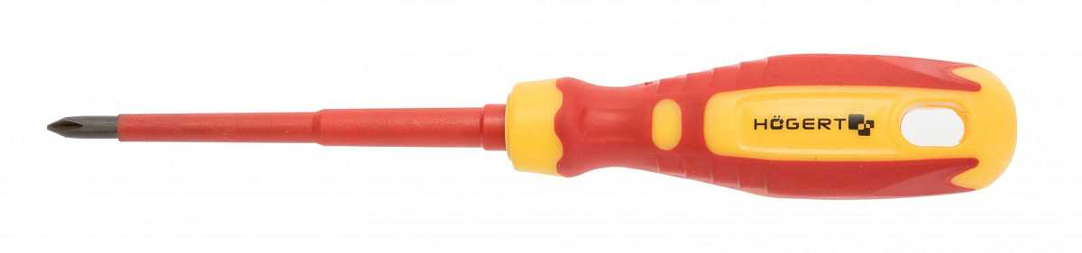 HOEGERT Отвертка изолированная крестовая PH1, 100 мм, 1000 V, сталь CrMo