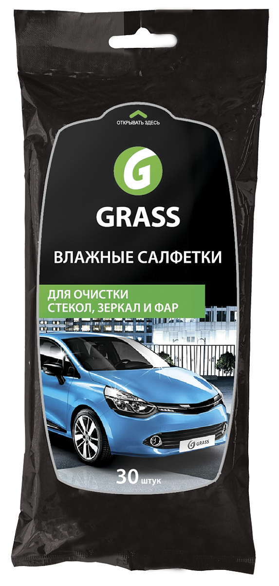 Салфетка влажная д/стекол, зеркал, фар  GRASS