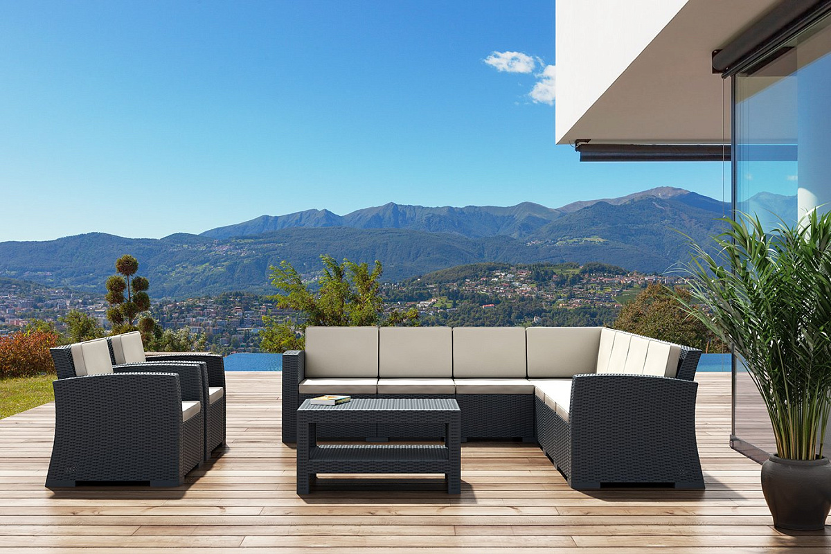 Кресло пластиковое плетеное с подушками Monaco Lounge