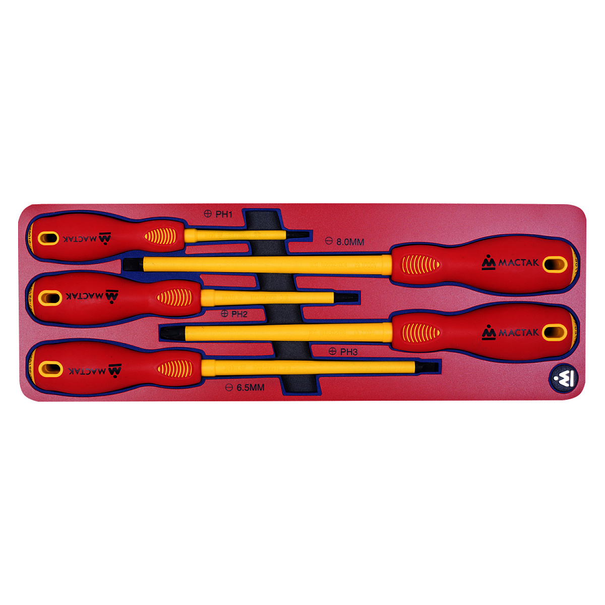 Набор диэлектрических отверток, ложемент, 5 предметов 